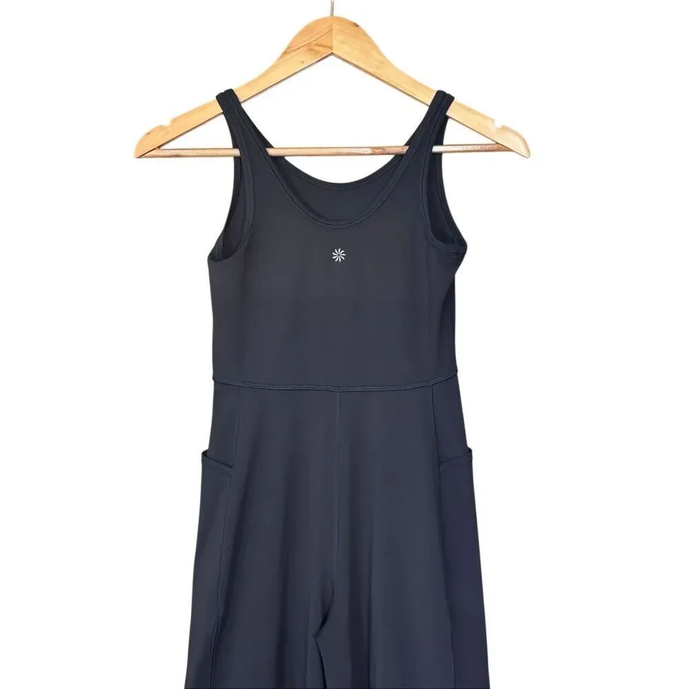 Athleta stash your treasures black wide leg jumpsuit girls 8/10